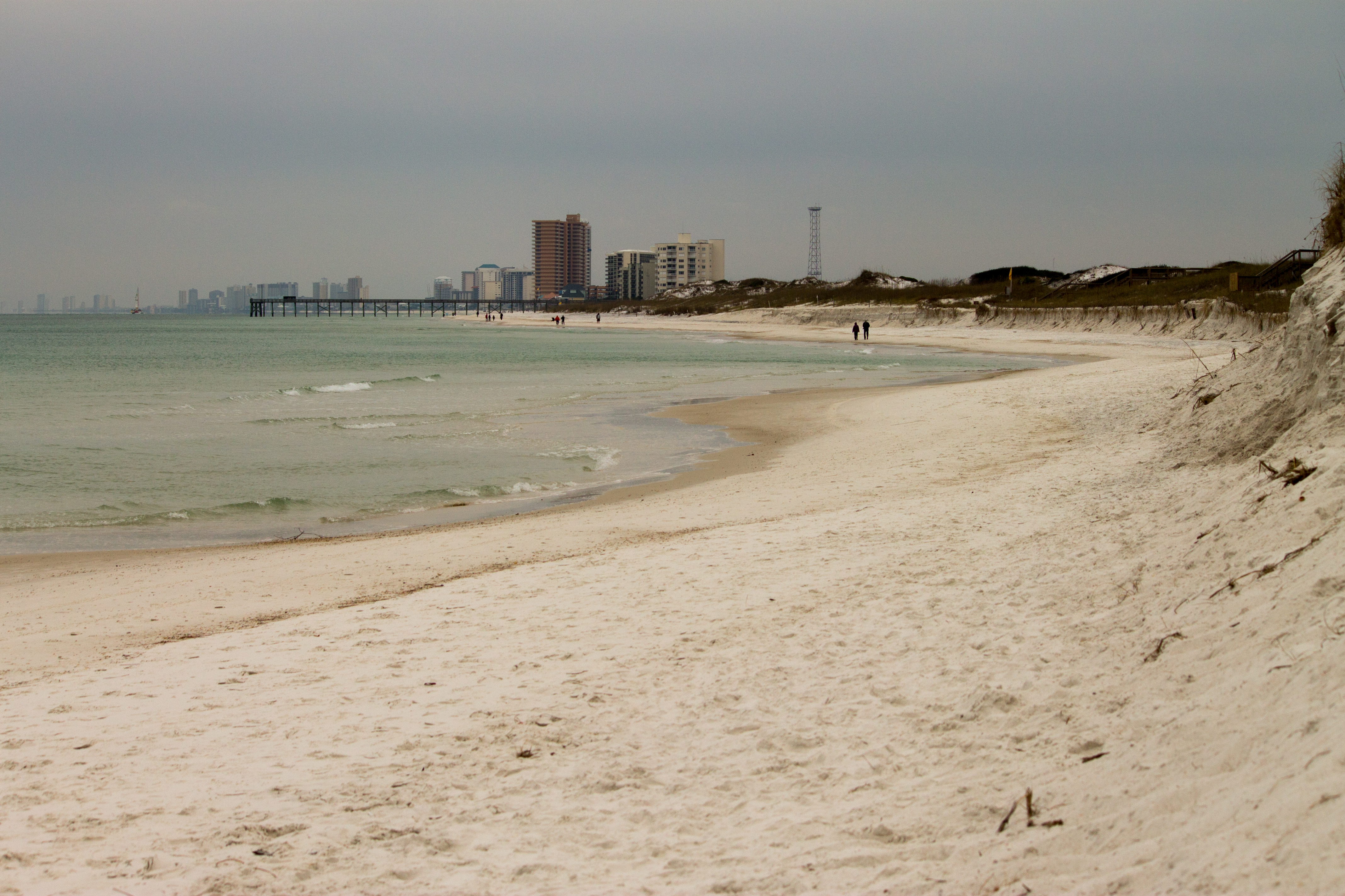 White sand and Gulf water at Panama City Beach viewed from St. Andrews State Park
